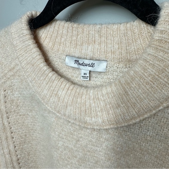 Madewell Kiawah Cable Crewneck Pullover Wool Blend Sweater Cream - Picture 3 of 5